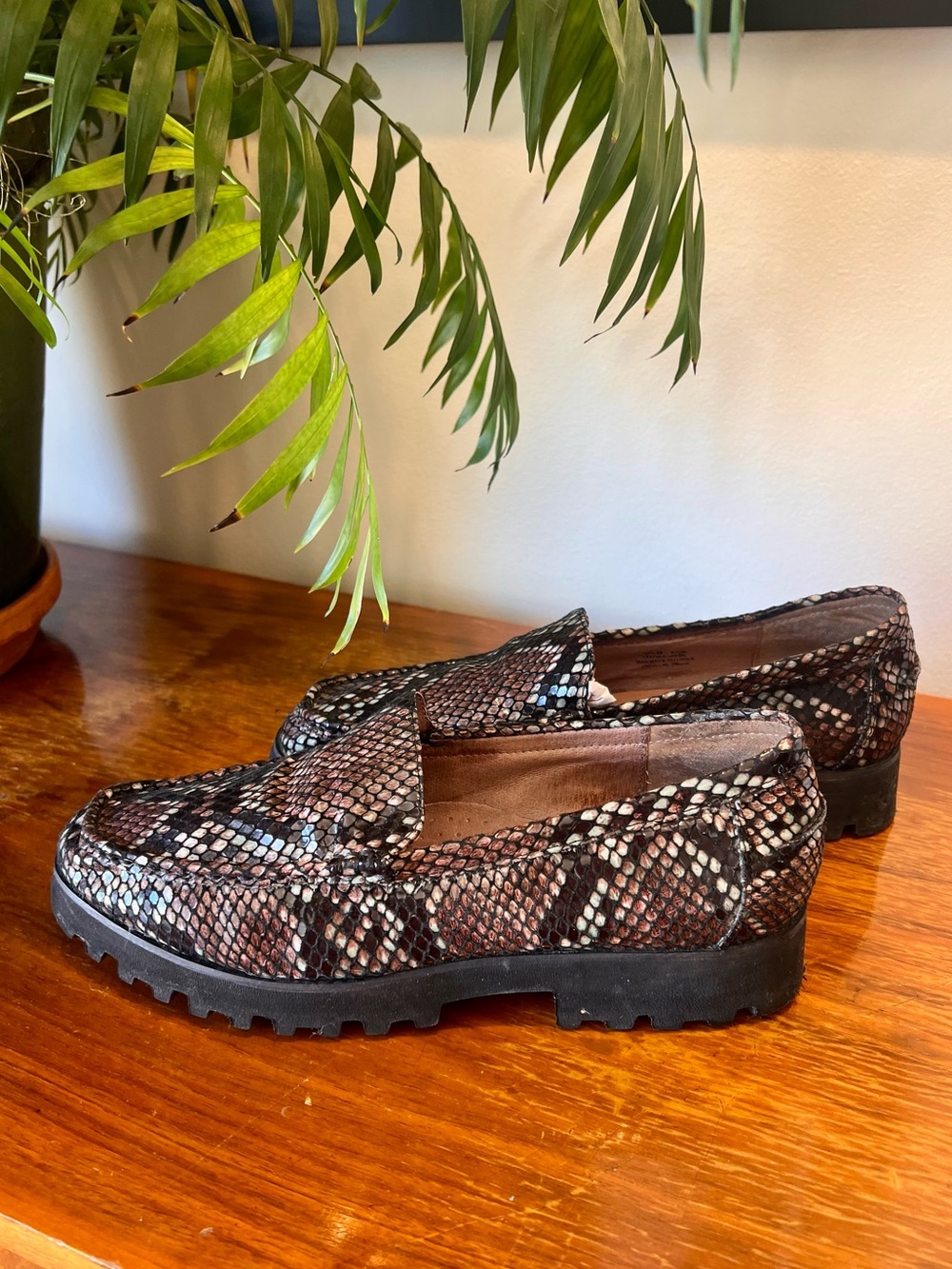 Donald J. Pliner Rio-49 Snakeskin-Pattern Loafer in Brown and Black